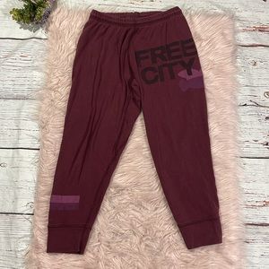Free City Maroon Logo Graphic High Rise Lounge Jogger Pants